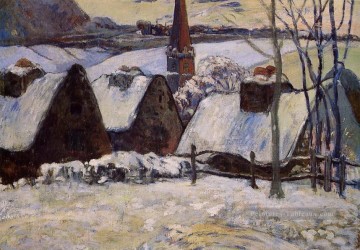  village Tableaux - Village Breton dans la Neige postimpressionnisme Primitivisme Paul Gauguin